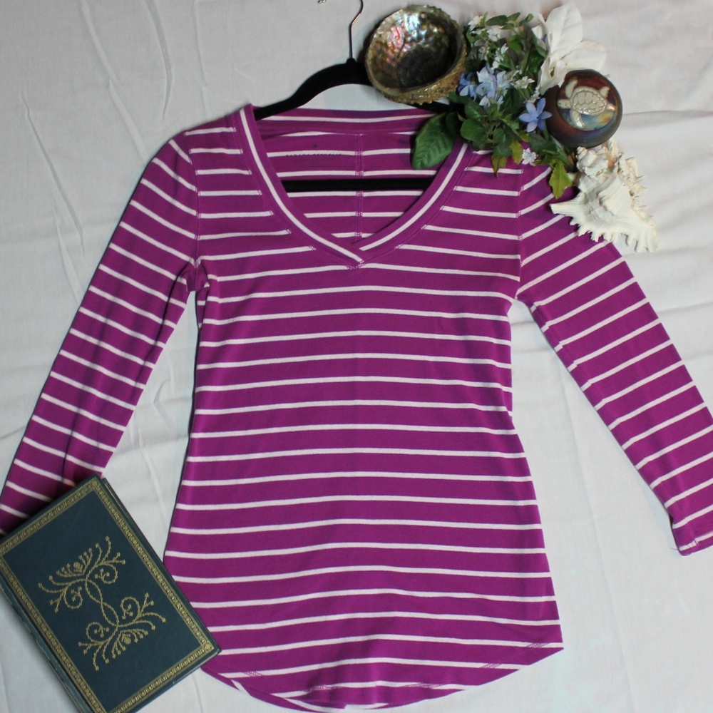 Pink and White Striped Banana Republic Shirt